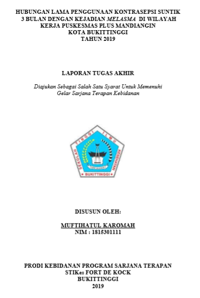 Hubungan Lama Penggunaan Kontrasepsi Suntik 3 Bulan Dengan Kejadian Melasma di Wilayah Kerja Puskesmas Plus Mandiangin Kota Bukittinggi Tahun 2019
