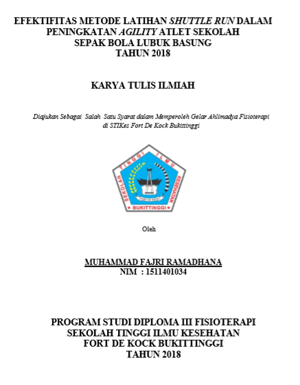 Efektifitas  Metode Latihan Shuttle Run Dalam Peningkatan Agility Atlet Sekolah Sepak Bola Lubuk Basung Tahun  2018