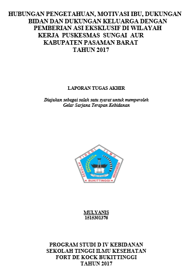 Hubungan Pengetahuan, Motivasi, Dukungan Bidan dan Dukungan Keluarga dengan Pemberian ASI Eksklusif di Wilayah Kerja Puskesmas Sungai Aur Tahun 2017