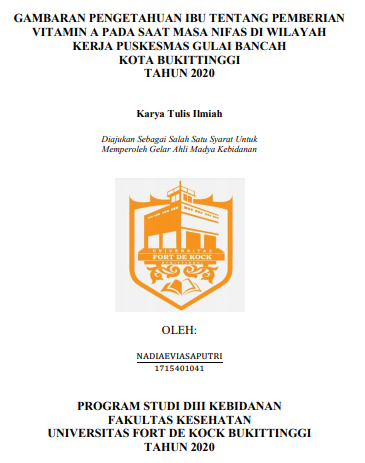 Gambaran Pengetahuan Ibu Tentang Pemberian Vitamin A Pada Saat Masa Nifas Di Wilayah Kerja Puskesmas Gulai Bancah Kota Bukittinggi Tahun 2020