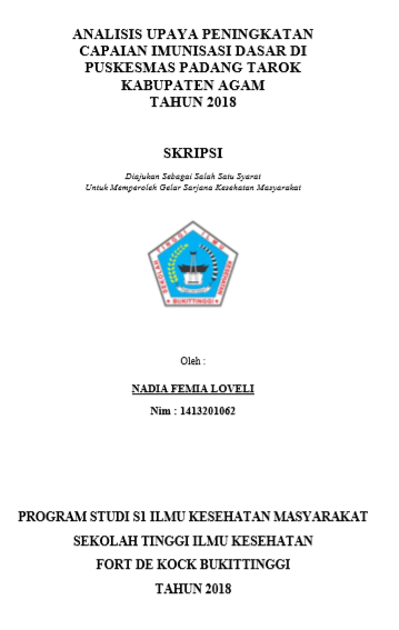 Analisi Upaya Peningkatan Cakupan Imunisasi Dasar Di Puskesmas Padang Tarok Kabupaten Agam Tahun 2018