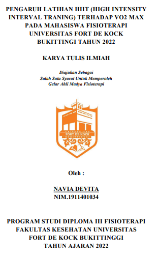 Pengaruh Latihan HIIT (high intensity interval training ) terhadap VO2 Max Pada Mahasiswa Fisioterapi Universitas Fort de Kock Bukittinggi Tahun 2022