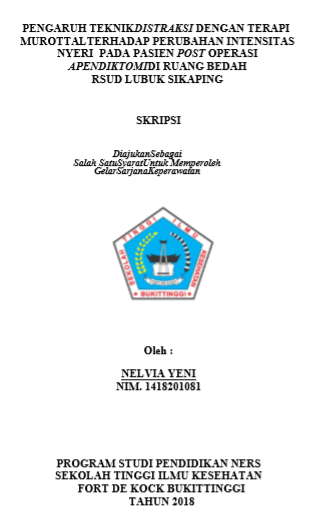 Pengaruh Teknik Distraksi Dengan Terapi Murottal Terhadap Perubahan Intensitas Nyeri Pada Pasien Post Operasi Apendiktomi di ruang Bedah  RSUD Lubuk Sikaping Tahun 2019