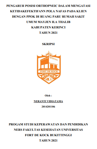Pengaruh Posisi Orthopneic Dalam Mengatasi Ketidakefektifann Pola Nafas Pada Klien Dengan PPOK Di Ruang Paru Rumah Sakit Umum Mayjen H.A Thalib Kabupaten Kerinci Tahun 2021