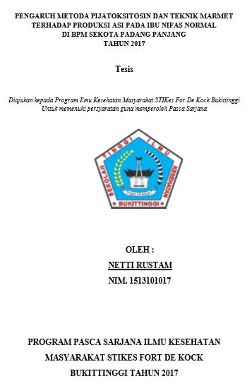 Pengaruh Metoda Pijat Oksitosin, Teknik Marmet, Dan Kombinasinya Terhadap Produksi Asi Pada Ibu NifasNormal Di Bpm Sekota Padang Panjang Tahun 2017