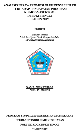 Analisis Upaya Promosi oleh Penyuluh KB Terhadap Pencapaian Program KB MOP/Vasektomi di kota Bukittinggi tahun 2019