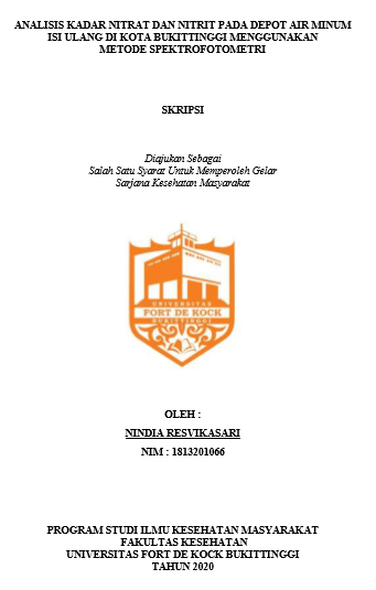 Analisis Kadar Nitrat dan Nitrit pada Depot Air Minum Isi Ulang di Kota Bukittinggi Menggunakan Metode Spektrofotometri