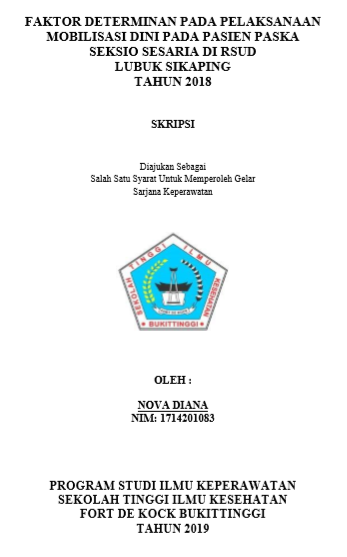 Faktor Determinan Pada Pelaksanaan Mobilisasi Dini Pada Pasien Paska Seksio Sesaria Di RSUD Lubuk Sikaping Tahun 2018
