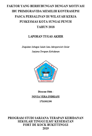 Faktor Yang Beprhubungan Dengan Motivasi Ibu  Primigravida Memilih Kontrasepsi Pasca Persalinan Di Wilayah Kerja  Puskesmas Kota Sungai Penuh Tahun 2018