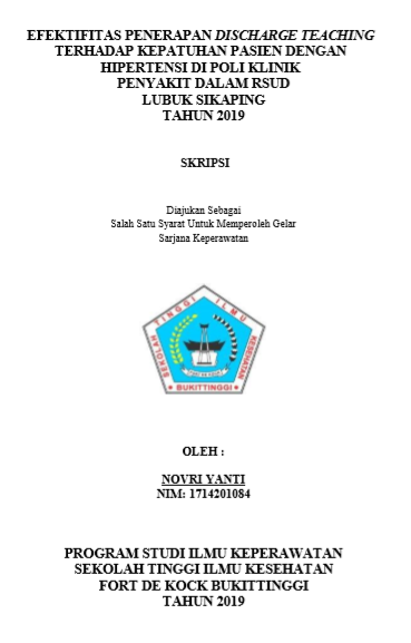 Efektifitas Penerapan Discharge Teaching terhadap Kepatuhan Pasien Hipertensi di Poli Klinik Penyakit Dalam RSUD Lubuk Sikaping Tahun 2019