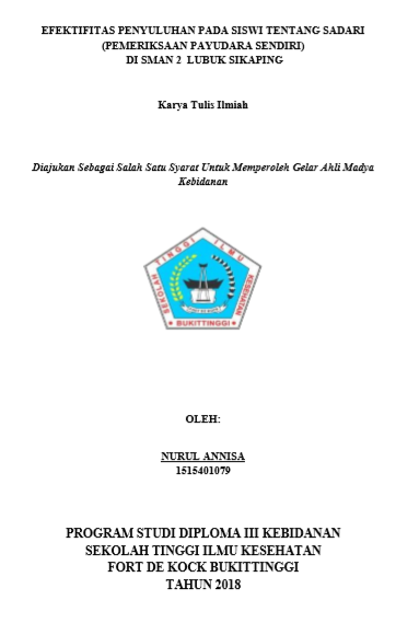 Efektivitas Penyuluhan Pada Siswi Tentang SADARI (Pemeriksaan Payudara Sendiri) Di SMA N 2 Lubuk Sikaping