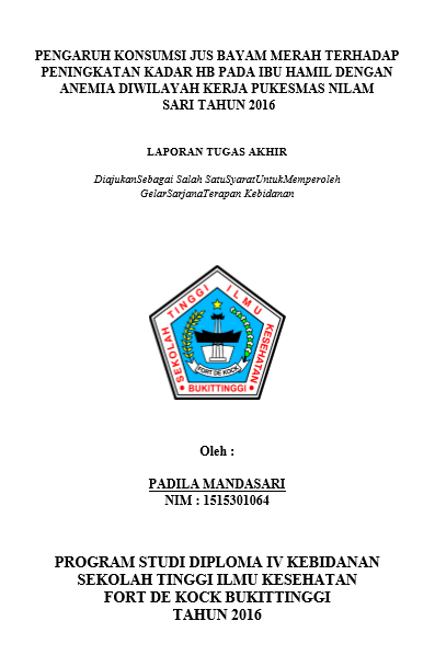 Pengaruh konsumsi Jus Bayam Merah terhadap Peningkatan Kadar Hemoglobin pada Ibu Hamil dengan Anemia Di Wilayah Kerja Puskesmas Nilam Sari Bukittinggi  Tahun 2016