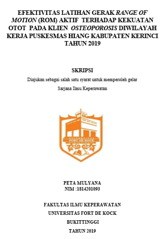 Efektivitas Latihan Gerak ROM Aktif  Terhadap Kekutan Otot Pada Klien Osteoporosis Di Wilayah Kerja Puskesmas Hiang Tahun 2019