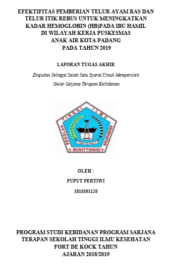 Efektifitas Pemberian Telur Ayam Ras Rebus Dan Telur Itik Rebus Terhadap Peningkatan Kadar Hemoglobin (Hb) Pada Ibu Hamil Di Wilayah Kerja Puskesmas Anak Air Kota Padang Tahun 2019