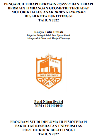 Pengaruh Terapi Bermain Puzzle Dan Terapi Bermain Timbangan Geometri Terhadap Motorik Halus Anak Down Syndrome Di Slb Kota Bukittinggi Tahun 2022