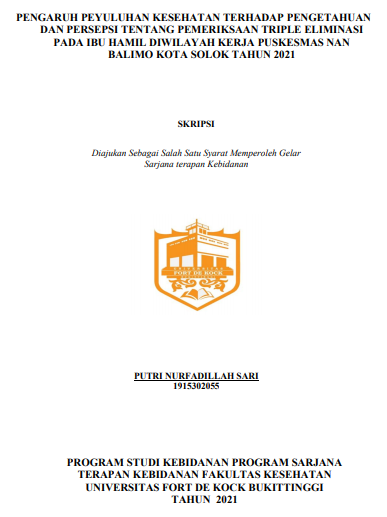 Pengaruh Penyuluhan Kesehatan Terhadap Pengetahuan dan Persepsi tentang Pemeriksaan Triple Eliminasi pada Ibu Hamil di Wilayah Kerja Puskesmas Nan Balimo Kota Solok Tahun 2021