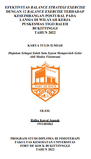 Efektivitas Balance Strategi Exercise Dengan 12 Balance Exercise Terhadap Keseimbangan Postural Pada Lansia Di Wilayah Kerja Puskesmas Tigo Baleh Bukittinggi Tahun 2022