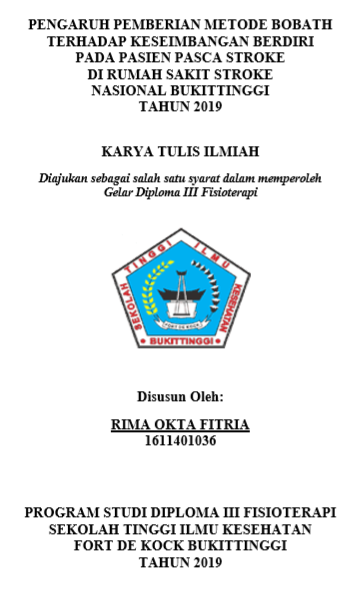 Pengaruh Pemberian Metode Bobath Terhadap Keseimbangan Berdiri Pada Pasien Pasca Stroke di RSSN Bukittinggi Tahun 2019