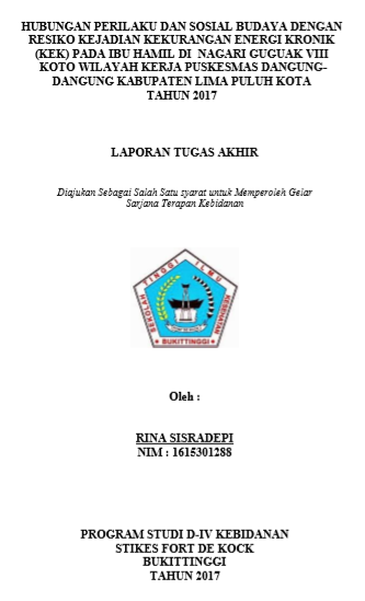 Hubungan Perilaku dan Sosial Budaya dengan Resiko Kejadian Kekurangan Energi Kronik (KEK) pada Ibu Hamil di Nagari Guguak VIII Koto Wilayah Kerja Puskesmas Dangung-Dangung Kabupaten Lima Puluh Kota Tahun 2017