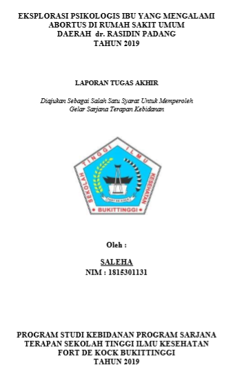 Eksplorasi Psikologis Ibu yang mengalami Abortus di RSUD dr.Rasidin Padang Tahun 2019