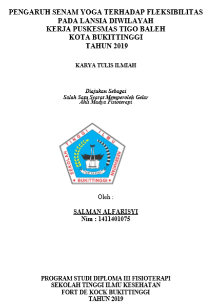 Pengaruh Senam Yoga Terhadap Fleksibilitas Pada Lansia di Wilayah Kerja Puskesmas Tigo Baleh Tahun 2019