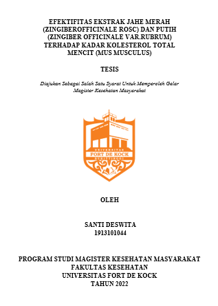 Efektifitas Ekstrak Jahe Merah (Zingiberofficinale Rosc) Dan Putih (Zingiber Officinale Var.Rubrum) Terhadap Kadar Kolesterol Total Mencit (Mus Musculus)