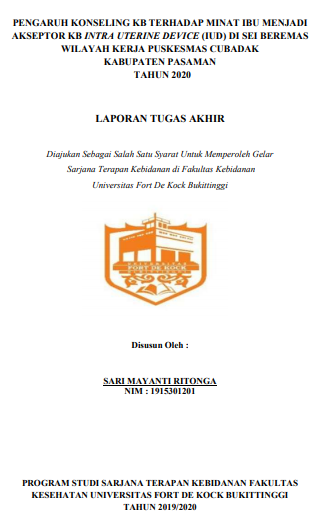 Pengaruh Konseling KB Terhadap Minat Ibu Menjadi Akseptor KB Intra Uterine Device (IUD) di Jorong Sei Beremas Wilayah Kerja Puskesmas Cubadak Kabupaten Pasaman Tahun 2020