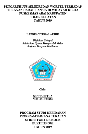 Pengaruh Jus Seledri Dan Wortel Terhadap Tekanan Darah  Lansia Di Wilayah Kerja Puskesmas Abai Solok Selatan Tahun 2019
