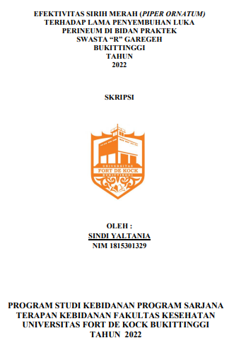 Efektivitas Sirih Merah (Piper Ornatum) Terhadap Lama Penyembuhan Luka Perineum Di Bidan Praktek Swasta R Garegeh Bukittinggi Tahun 2022