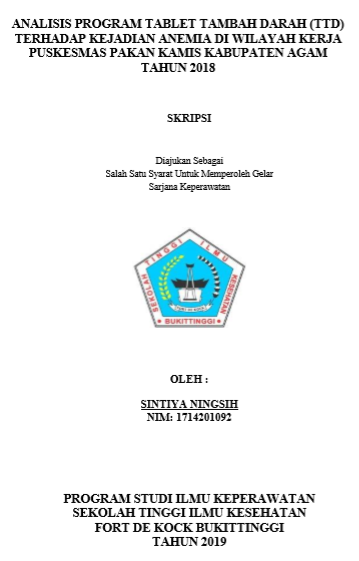 Analisis Program Tablet Tambah Darah (TTD) terhadap Kejadian Anemia di Wilayah Kerja Puskesmas Pakan Kamis Kabupaten Agam Tahun 2018