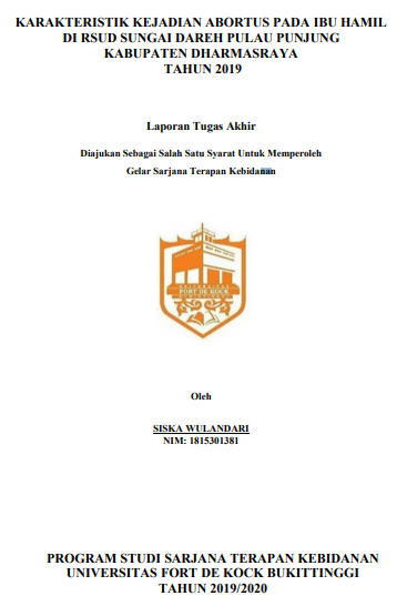 Karakteristik Kejadian Abortus Pada Ibu Hamil di RSUD Sungai Dareh Kabupaten Dharmasraya Tahun 2019