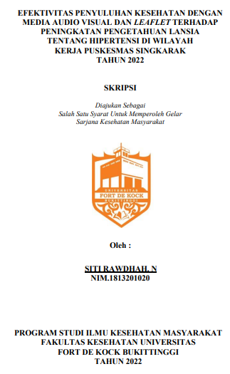 Efektivitas Penyuluhan Kesehatan Dengan Media Audio Visual Dan Leaflet Terhadap Peningkatan Pengetahuan Lansia Tentang Hipertensi Di Wilayah Kerja Puskesmas Singkarak Tahun 2022