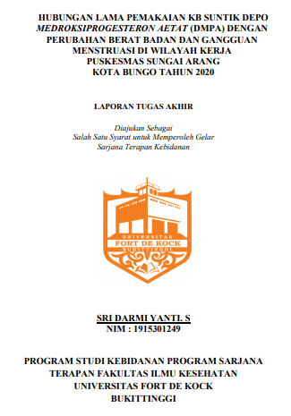 Hubungan Lama Pemakaian KB Suntik Depo Medroksiprogesteron Aetat (DMPA) Dengan Perubahan Berat Badan Dan Gangguan Menstruasi Di Wilayah Kerja Puskesmas Sungai Arang Kota Bungo Tahun 2020