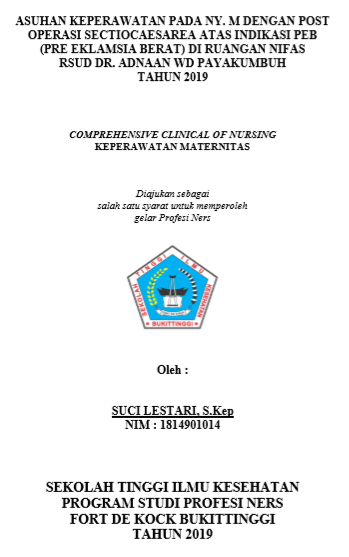 Asuhan Keperawatan Pada Ny. M Dengan Post Operasi Sectiocaesarea Atas Indikasi Peb (Pre Eklamsia  Berat) Di Ruangan Nifas Rsud Dr. Adnaan Wd Payakumbuh Tahun 2019