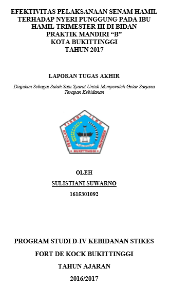 Efektivitas Pelaksanaan Senam Hamil Terhadap Nyeri Punggung Pada Ibu Hamil Trimester III di BPM Bunda Bukittinggi Tahun 2017