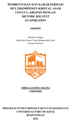 Pembentukan Dan Karakterisasi Multikomponen Kristal Asam Usnat-L-Arginin Dengan Metode Solvent Evaporation