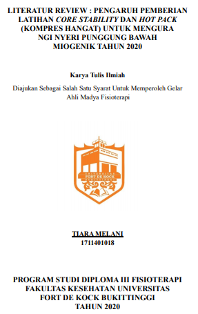 Literature Review : Pengaruh Pemberian Latihan Core Stability dan Hot Pack (Kompres Hangat) untuk Menghilangkan Nyeri Punggung Akibat Pemakaian Tas Ransel Tahun 2020