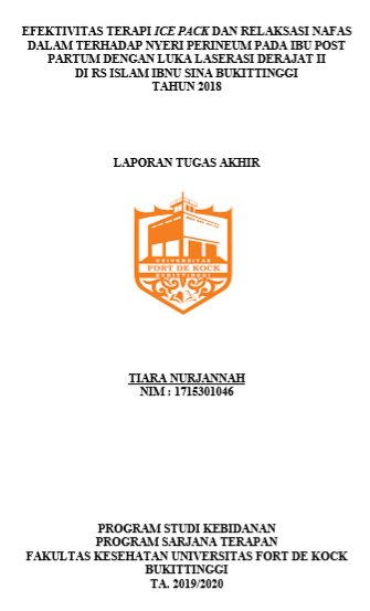 Efektivitas Terapi Ice Pack dan Relaksasi Nafas Dalam Terhadap Nyeri Perineum Pada Ibu Post Partum Dengan Luka Laserasi Derajat II Di RS Islam Ibnu Sina Bukittinggi Tahun 2018