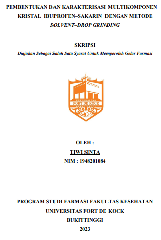 Pembentukan Dan Karakterisasi Multikomponen Kristal IbuprofenSakarin Dengan Metode SolventDrop Grinding