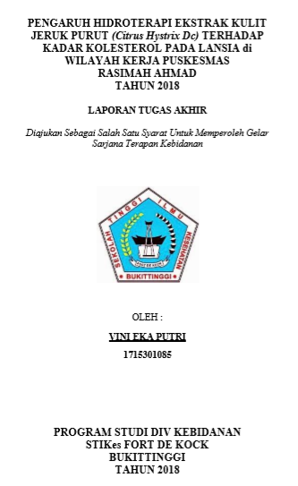 Pengaruh Hidroterapi Ekstrak Kulit Jeruk Purut (Citrus Hystrix Dc) Terhadap Kadar Kolesterol Pada Lansia Di Wilayah Kerja Puskesmas Rasimah Ahmad Tahun 2018