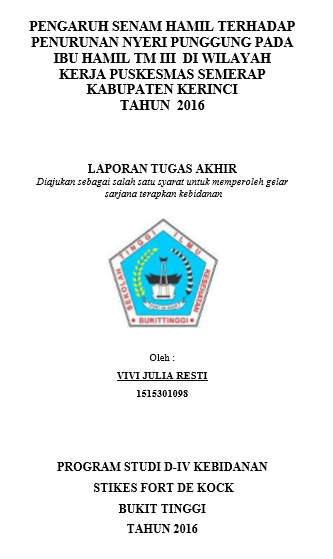 Pengaruh Senam Hamil Terhadap Penurunan Nyeri Punggung Pada Ibu Hamil TM III Di Wilayah Kerja Puskesmas Semerap Tahun 2016
