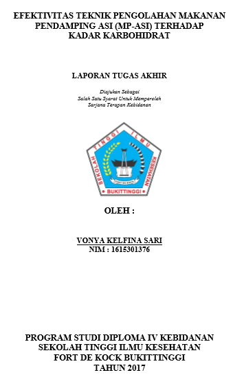 Efektivitas Teknik Pengolahan Makanan Pendamping ASI Terhadap Kadar Karbohidrat Di Laboratorium STIKes Fort De Kock Bukittinggi Tahun 2017