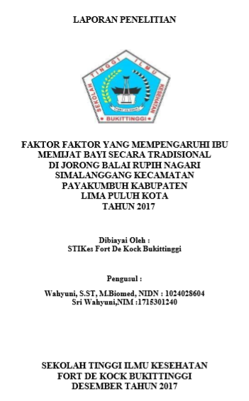 Faktor Faktor  Yang Mempengaruhi Memijat Bayi Secara Tradisional Di Jorong Balai Rupih  Nagari Simalanggang Kecamatan Payakumbuh Kabupaten Lima Puluh Kota  Tahun 2017