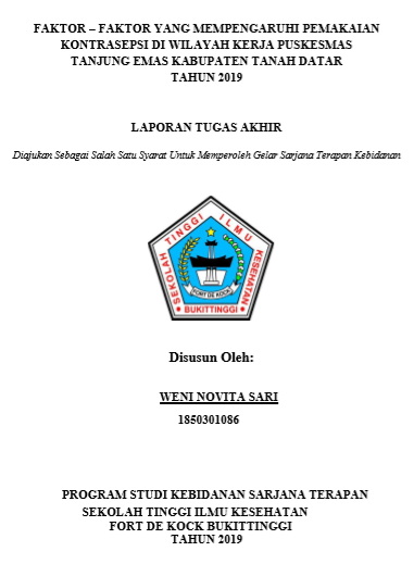 Faktor-Faktor Yang  Mempengaruhi Pemakaian Kontrasepsi Di Wilyah Kerja Puskesmas  Tanjung Emas Kabupaten Tanah Datar Tahun 2019