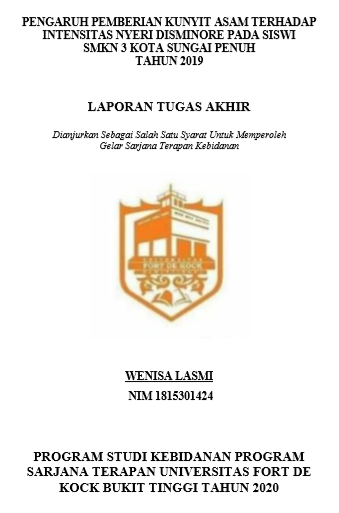 Pengaruh Pemberian Kunyit Asam terhadap intensitas Nyeri Disminore pada Siswi SMKN 3 Kota Sungai Penuh tahun 2019