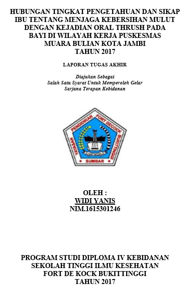 Hubungan Tingkat Pengetahuan dan Sikap Ibu Tentang Menjaga Kebersihan Mulut Dengan Kejadian Oral Thrush Pada Bayi di Wilayah Kerja Puskesmas Muara Bulian Kota Jambi Tahun 2017