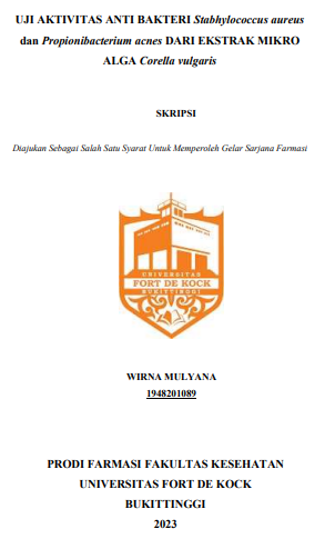 Uji Aktivitas Anti Bakteri Staphylococcus Aureus Dan Propionibacterium Acnes Dari Ekstrak mikro Alga Corella Vuergaris