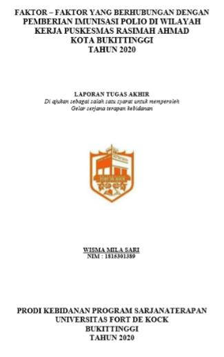 Faktor  Faktor yang Berhubungan dengan Pemberian Imunisasi Polio di Wilayah Kerja Puskesmas Rasimah Ahmad Kota Bukittinggi Tahun 2020