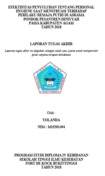 Efektifitas Penyuluhan Tentang Personal Hygiene Saat Menstruasi Terhadap Perilaku Remaja Putri Di Asrama Pondok Pesantren Diniyyah Pasia Kabupaten Agam Tahun 2018