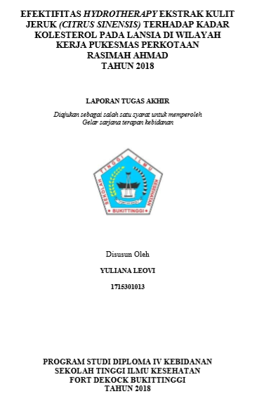 Efektifitas Hydrotherapy Ekstrak Kulit Jeruk  (Citrus Sinensis) Terhadap Kadar Kolesterol Pada Lansia Diwilayah Kerja  Puskesmas Rasimah Ahmad Bukittinggi Tahun 2018